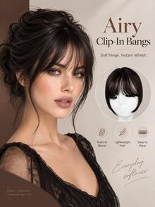Clip-In Air Bangs Hairpiece For Women, Wispy Fringe With Long Face-Framing Side Strands, Natural-Looking Hair Topper With Secure Clip, Multiple Color Options, Hair Accessory For Daily Wear, Parties, Weddings, Halloween And Christmas - Multicolor - View 4
