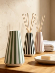 1pc Striped Reed Diffuser Bottle, Multi-Color Vertical Stripes, Nordic Minimalist Style, Suitable For Fireplace Mantel, Bedroom, Countertop, Bathroom, Desk, Home Fragrance Decor, Aromatherapy Vase - 1PC - View 2