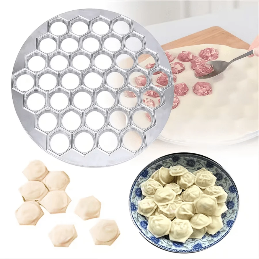 1PC Aluminum Alloy Dumpling Maker - 37-Hole Manual Pasta Press, Suitable For Pasta, Wonton And Meat Dumplings, Easy-To-Use Kitchen Gadget, Suitable For Home Baking And Dumpling Making, Dumpling Mold, Compact Design, Pasta Lovers, Kitchen Supplies, Kitchen Gadgets, Kitchen Accessories, Home Kitchen, Kitchen Supplies