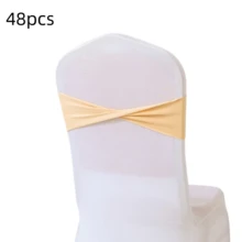 48pcs Cross Elastic Spandex Chair Back Waistbands, Elastic Chair Back Decorative Ribbons, Bowknot Decorative Bags, Reusable Chair Cover Satin Ribbons, Chair Band Decorations For Wedding, Banquet, Birthday Party, Graduation Ceremony, Hotel Event - White - View 64