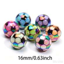 10/20pcs 16mm Mixed-Color Soccer-Shaped AB-Finish Acrylic Beads – Perfect For Stylish, Fun Bracelets And Craft Projects - Multicolor - View 2