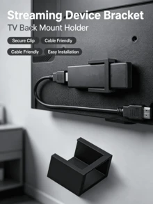 Plastic Streaming Device Wall Mount Bracket, Compatible With Fire TV Stick, Compact Space-Saving TV Back Mount, Durable Clip-On Support Bracket, Easy Installation Accessory, No Adhesive Pads, Neat Cable Management - Multicolor - View 2