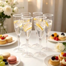 8/20 st återanvändbara 4.5oz champagneglas i klar akryl, krossäkra, lämpliga för fester, bröllop och stora evenemang, eleganta och lätta att rengöra, festtillbehör - Visa 3