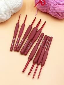 Red Crochet Tool Set 4pcs, Includes 1 Ergonomic Soft Grip Crochet Hook, 1 7cm Large Eye Needle And 2 Open Stitch Markers, Compact And Portable, Space-Saving Storage, Practical Yarn DIY Crochet Tool Kit For Amigurumi, Coasters, Scarves And Other Yarn Handicraft Projects - Red Shank Crochet Hook - View 3