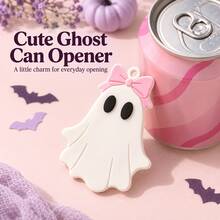 1pc Ghost Soda Can Pull Tab Opener With Pink Bow, Portable Long Nail Pull Tab Opening Tool, Halloween Beverage Can Opener, Small Kitchen Accessory For Home, Office, Picnic And Party - View 3