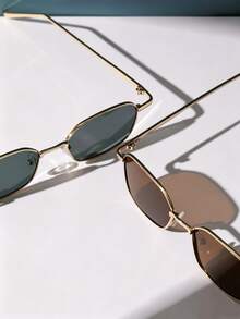 Multi-Color Men's Vintage Gold Rim Square Frame Fashion Glasses - Multicolor - View 3