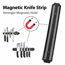 1pc Strong Magnetic Kitchen Knife Wall Mount Storage Rack, Metal Knife Magnetic ABS Knife Holder Kitchen Tool - Black - View 3