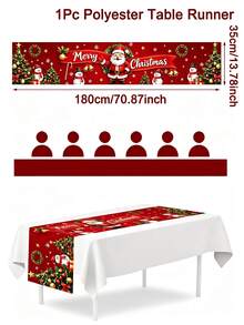 1pc Christmas Polyester Table Runner, Christmas Holiday Winter Party Tablecloth, Festive Home Kitchen Dining Table Cover, 2027 New Year Party Supplies - Multicolor - View 17