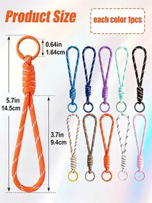 1/12/24/48PCS Striped Bohemian Polyester Fiber (Polyester) New Colorful Phone Lanyard, Handmade Braided Rope DIY Phone Case, Keychain, Water Bottle, Detachable Anti-Loss Rope - Lanyard - View 3