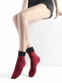6/3 Pairs Women's Mid-Calf Socks, High Elasticity Warm Socks, Solid Color Thick Socks Suitable For Men And Women Daily Wear - Multicolor - View 6
