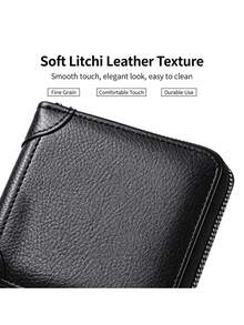 1pc Men Minimalist Horizontal Short Wallet, Multi-Function Card Holder Integrated Purse, Large Capacity Zipper Leather Billfold For Daily Use - Multicolor - View 7