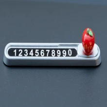 2026 New Car Temporary Parking Number Plate, Minimalist Premium Design, Movable Phone Number Card, Hidden Phone Number Plate, Cute Temporary Parking Number Plate, Metal Material, Creative Car Phone Number Plate, Apple Car Ornament - Multiple Styles - View 11