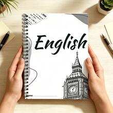 1 دفتر حلزوني مسطر A5، للاستخدام في دروس اللغة الإنجليزية، تصميم عتيق، نمط ساعة كبيرة بخطوط سوداء، قرطاسية للطلاب، مناسب لموسم العودة إلى المدرسة، قابل للاستخدام في ملاحظات دروس اللغة الإنجليزية - A - مشاهدة 2
