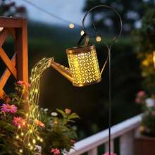 Solar Powered Watering Can String Lights, Metal Garden Decor Watering Can Lamp, Outdoor Creative Lighting, Waterproof Hanging Light, Landscape LED Garden Lawn Decoration, Solar Garden Light, Yard Decor Light, Suitable For Outdoor Path, Lawn, Yard And Pathway Lighting - Multicolor - View 1