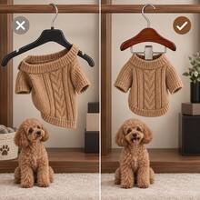 1pc Mini Pet Clothes Rack, 4.72 X 3.94 X 1.18 Inch Wooden Dog Cat Clothing Hanger With Metal Clips, Small Pet Wardrobe Storage Rack, Suitable For Puppy Sweaters, Dresses, Shirts, Coats, Costumes And Boutique Clothing Display - Brown - View 7