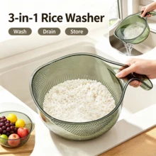 1 cái rổ lọc trong suốt có tay cầm, rổ lọc nhựa đa năng dùng cho gạo, trái cây và rau củ, dụng cụ nhà bếp - Nhiều màu - Xem 4