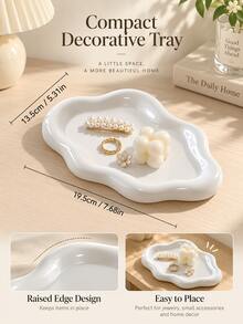 PP Plastic Aesthetic Asymmetrical Cloud Tray, Wavy Edge Decorative Storage Dish, Multi-Functional Jewelry Hair Clip Key Cosmetic Organizer, Suitable For Vanity Bedside Table Fashionable Desktop Decor, Wedding Holiday And Home Daily Scenes - Multicolor - View 3