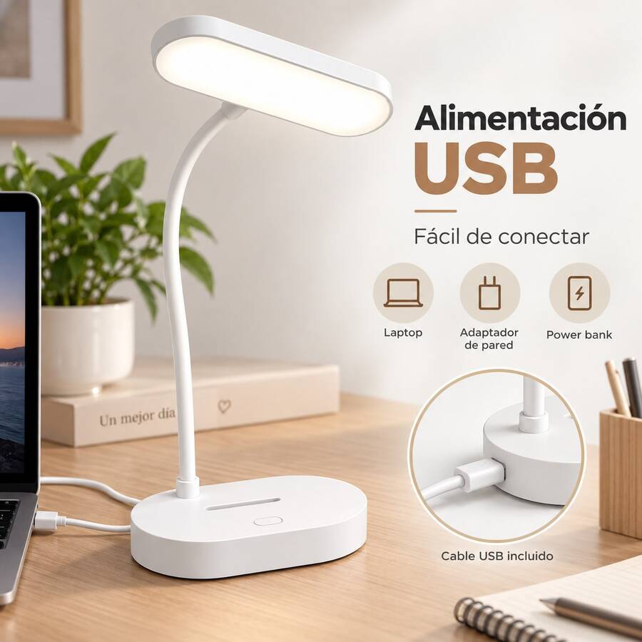 Rechargeable Wireless Desk Lamp With Battery - D-White - View 1