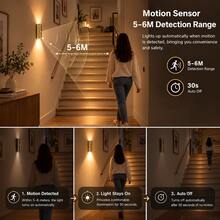 1/2 Buah Lampu Dinding Sensor Gerak LED Pintar, Lampu Malam Sensor Gerak Magnetik Dalam Ruangan, Lampu Natal, Bertenaga Baterai Isi Ulang, 3 Warna yang Dapat Diatur, Lampu Dinding Nirkabel, Cocok untuk Tangga, Kamar Tidur, Lorong, Kamar Mandi, Dekorasi Rumah - Kotak Berwarna-warni - View 4
