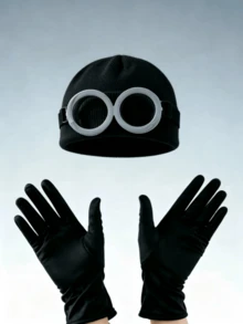 Halloween/Christmas Cosplay Glasses & Knitted Hat Set, Party Costume Props - Multicolor - View 3