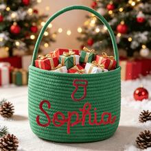 1pc Customized Handmade Embroidered Christmas Basket - Personalized Gift Basket, Party Storage Basket, Organizer Basket, Holiday Gift - Multicolor - View 10