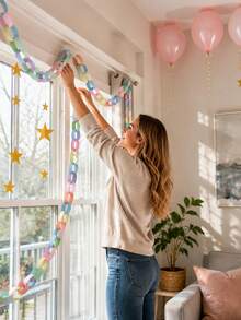 300 buah Strip Rantai Kertas Warna-warni, Cincin Rantai Kertas Potong Siap Pakai untuk DIY, Strip Kertas Pelangi, Cocok untuk Dekorasi Pesta Ulang Tahun, Kerajinan Kelas, Acara Baby Shower, Pertemuan Keluarga, dan Hiasan Gantung Liburan. - Beragam - View 2