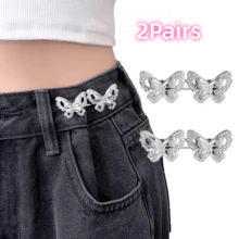 2/3/4Pairs Rhinestone Butterfly Waist Tightener, Loose Jeans Waist Button, Seamless And Tool-Free Jeans Tightener, Adjustable Button, Butterfly Instant Button Pin - Multicolor - View 15