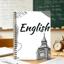 1 دفتر حلزوني مسطر A5، للاستخدام في دروس اللغة الإنجليزية، تصميم عتيق، نمط ساعة كبيرة بخطوط سوداء، قرطاسية للطلاب، مناسب لموسم العودة إلى المدرسة، قابل للاستخدام في ملاحظات دروس اللغة الإنجليزية - A - مشاهدة 5