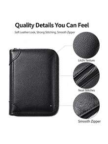 1pc Men Minimalist Horizontal Short Wallet, Multi-Function Card Holder Integrated Purse, Large Capacity Zipper Leather Billfold For Daily Use - Multicolor - View 2