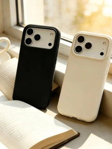 2件裝 啞光黑與白色 極簡全包覆 TPU 防震手機殼，適用於 Apple 18 17 16 15 14 13 12 11 Pro Max Air - 彩色 - 查看 2