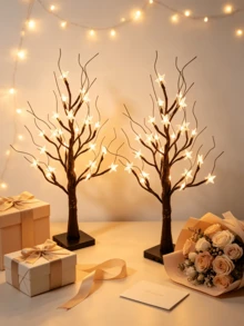 1PC/2pcs 60CM Pearlescent Brown Star Tree Light 24 LED Warm Light Tree Lamp USB And 3 AA Battery Box Dual Power Supply Desktop Atmosphere Night Light Bedroom Party Decoration Ornament Lamp - Warm White - View 3