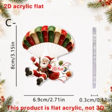 1/3/4pcs Christmas Ornament, 2D Acrylic Flat, For Christmas Tree, Santa Bike Motorcycle Parachute Print, Christmas Decor - Santa Claus Ornament - View 20