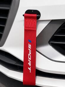 1pc Universal Car Sport Style Tow Strap Decor - High-Strength Nylon Webbing, "SPORT" Print Design, Easy Installation, Suitable For Most Car Front Bumper Grilles, Eye-Catching Appearance Modification Accessory, Black And Red Available - Multicolor - View 5