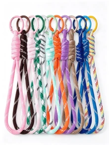1/12/24/48PCS Striped Bohemian Polyester Fiber (Polyester) New Colorful Phone Lanyard, Handmade Braided Rope DIY Phone Case, Keychain, Water Bottle, Detachable Anti-Loss Rope - Lanyard - View 5