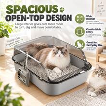 Khay vệ sinh cho mèo gia đình - Nhà vệ sinh cho mèo, thiết kế bán kín chống rò rỉ, làm từ nhựa dày bền, dễ vệ sinh, phù hợp cho 1 mèo sử dụng (bao gồm xẻng xúc cát vệ sinh cho mèo) - Một cỡ - Xem 5