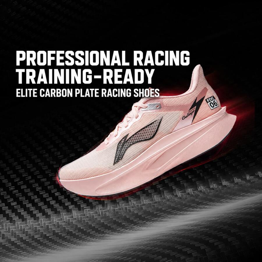Li-Ning Flying Electric 6 Challenger Men's Professional Carbon Plate Racing Running Shoes Marathon Competition Training Sports Shoes ARMW003 - Lipstick Pink - View 1