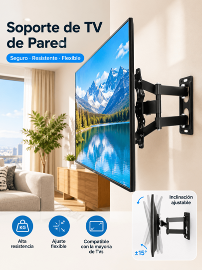 Inicio Soporte de acero giratorio de pared para TV de 14 a 55 pulgadas, soporte para TV