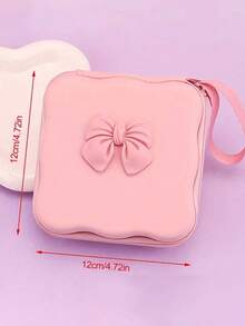 Cute Bow Decor Portable Storage Case With Wrist Strap, Multi-Purpose Soft Silicone Shell Mini Organizer Bag, Can Store Jewelry, Cosmetics, Coins, Sanitary Pads, Charging Cables And Hair Accessories - Multicolor - View 11