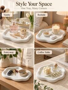 PP Plastic Aesthetic Asymmetrical Cloud Tray, Wavy Edge Decorative Storage Dish, Multi-Functional Jewelry Hair Clip Key Cosmetic Organizer, Suitable For Vanity Bedside Table Fashionable Desktop Decor, Wedding Holiday And Home Daily Scenes - Multicolor - View 4