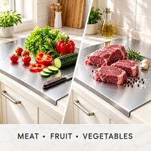 1pc Luxury 304 Stainless Steel Cutting Board, Anti-Mold, Essential Kitchen Tool For Home Cooks And Cooking Enthusiasts, Perfect For Cutting Meat, Cheese, Bread, Vegetables And Fruit, Excellent Home Gift - Silver - View 12