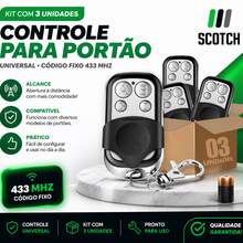 Controle Remoto 433MHz Para Portões Eletrônicos - Preto - Visão 2