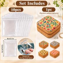Caja de almacenamiento de joyas vintage pintada a mano con múltiples cajones, organizador de viaje portátil para anillos, collares y diversos accesorios, diseño de compartimentos de estilo retro, artesanía exquisita y textura destacada, ambiente atmosférico, regalo perfecto de cumpleaños y festividades para niñas y mejores amigas - A - Ver 8