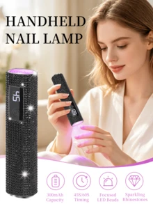 XEIJAYI Lampu Kuku Lurus Genggam Hitam dengan Layar Tampilan, Lampu Kuku Mini Isi Ulang Cepat Kering, Lampu Kuku LED Portabel untuk Pengeringan Cepat, Cocok untuk Penggunaan di Rumah dan Salon Kuku Profesional - Hitam - View 2