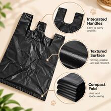 100PCS Disposable Cat Litter Waste Bags With Handles, 28 X 18cm Black Pet Poop Bags, Easy Carry Pet Waste Bags For Cat Litter Box Cleanup, Dog Waste & Daily Pet Cleaning - Black - View 5