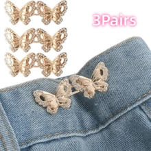 2/3/4Pairs Rhinestone Butterfly Waist Tightener, Loose Jeans Waist Button, Seamless And Tool-Free Jeans Tightener, Adjustable Button, Butterfly Instant Button Pin - Multicolor - View 20
