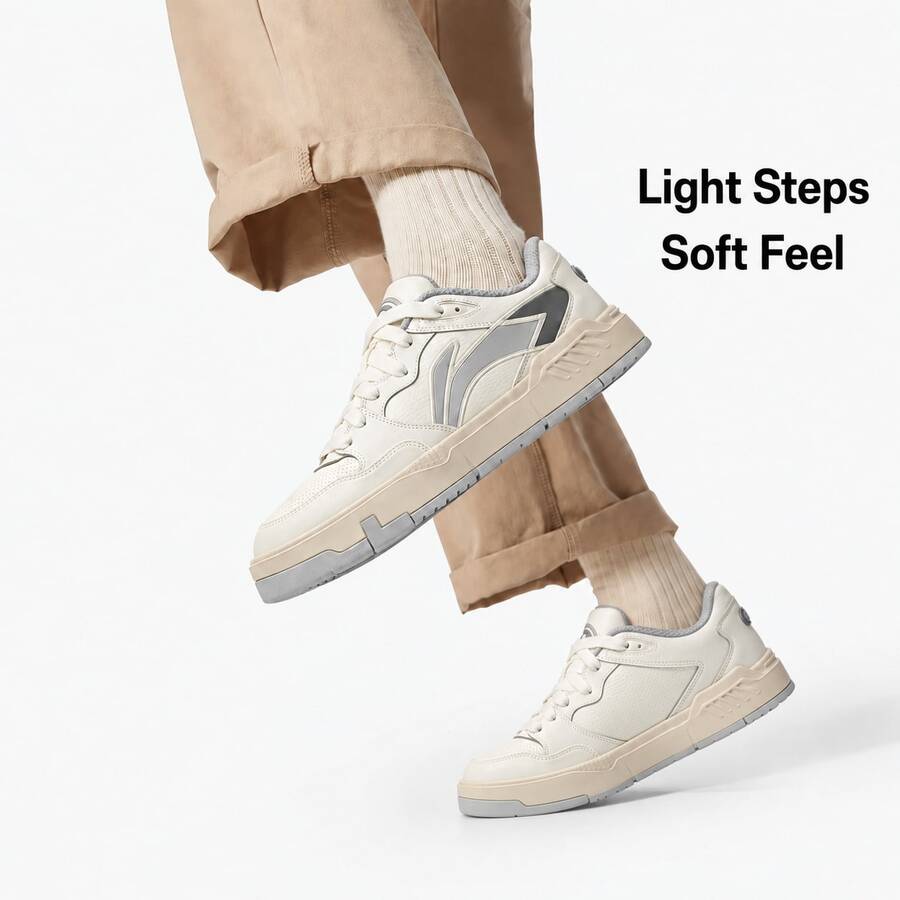 LI-NING COMMON 80S 男士運動休閒鞋 專業運動 Legit 官方旗艦店 AGCW231 - 香檳白 - 查看 1