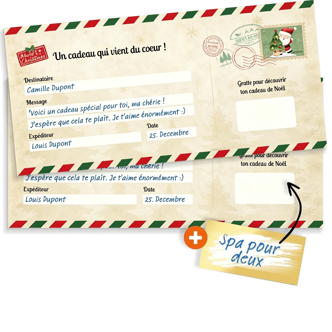 Scratch-Off Surprise Christmas Card | Surprise Voucher, Personalization, Night Out Activity, Gift Voucher, Ticket, Birthday Party Announcement, Boarding Pass Scratch Card - View 1