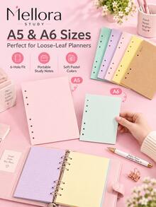 40 Sheets 6-Hole Loose Leaf Refill Paper, Colorful Loose Leaf Binder Inner Pages, Lined/Grid/Blank Planner Refill Pages, Suitable For 6-Ring Notebooks - Multiple Styles - View 3
