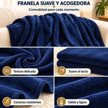 Solid Color Flannel Blanket 100% Polyester High Grammage High Density For Extra Comfort And Warmth - Navy Blue - View 3