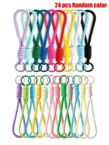 1/12/24/48PCS Striped Bohemian Polyester Fiber (Polyester) New Colorful Phone Lanyard, Handmade Braided Rope DIY Phone Case, Keychain, Water Bottle, Detachable Anti-Loss Rope - Lanyard - View 19